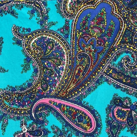 Talbots Petite Teal Multicolor Paisley Print Long Sleeve Button Down Shirt - Picture 15 of 16